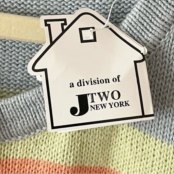 Story Knits Cardigan Sweater Striped Embroidered Details Beach Women size L - Picture 10 of 12